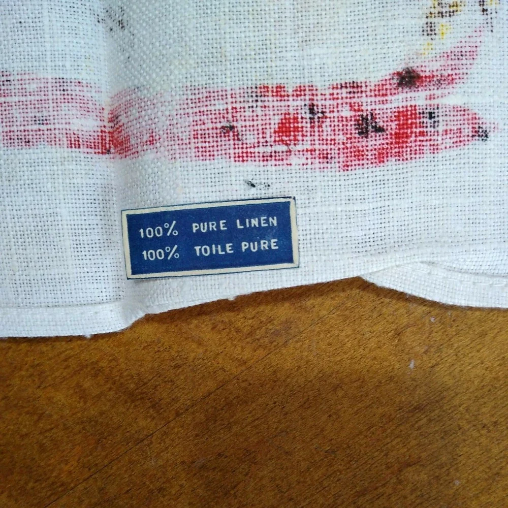 Unused 100% Pure Linen Tea Kitchen Towel Orange Yellow Red Brown General Store